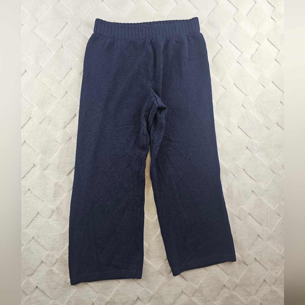 St John Sport Heavy Knit Pants Womens Medium Navy Blue Wool/Rayon Blend